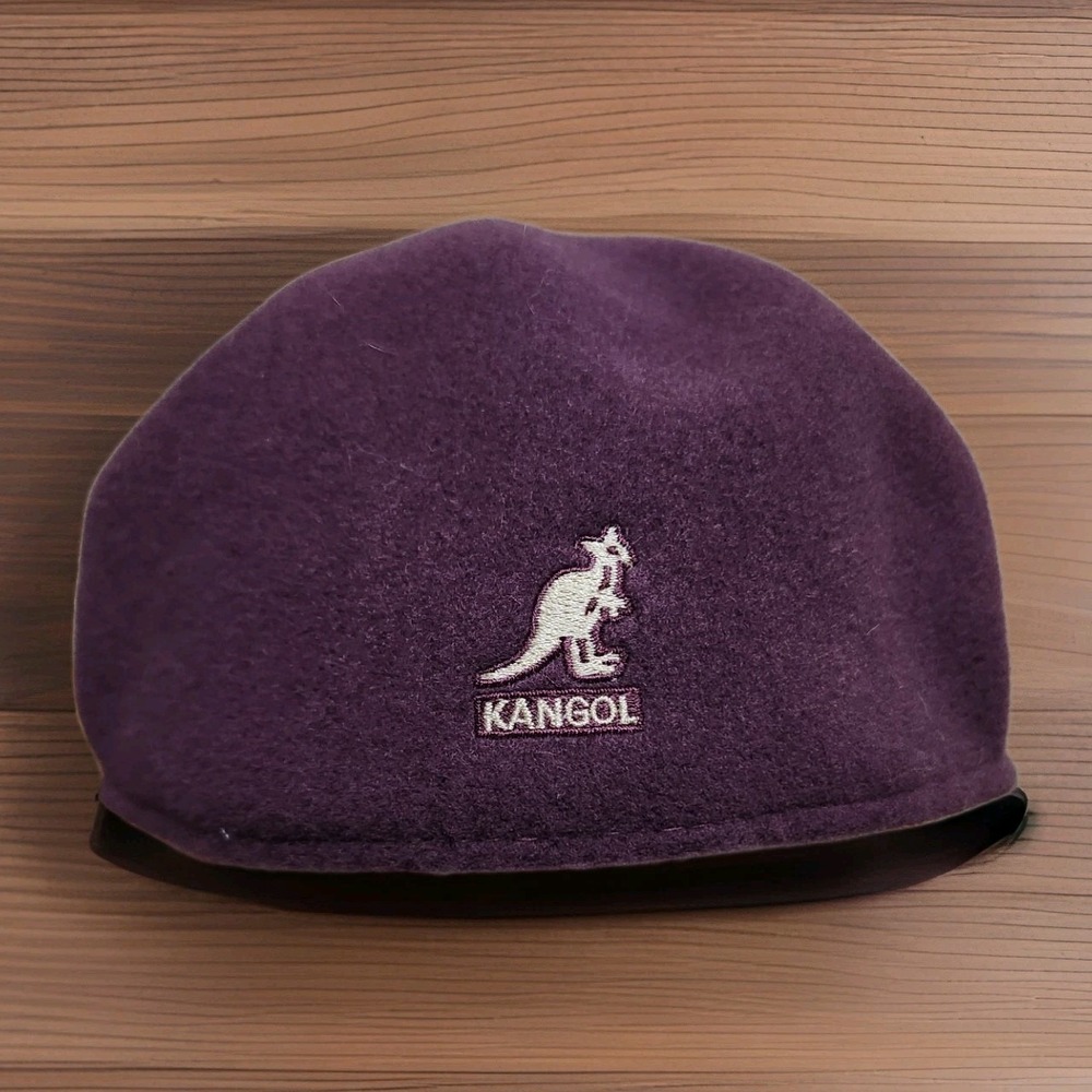 KANGOL 504 Flat Cap 100% Pure Wool Hat Burgundy Vino Maroon Large 0258BC Mens
